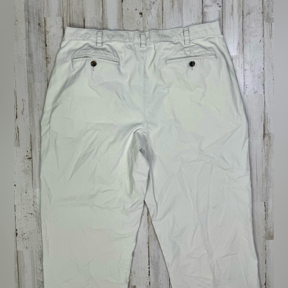LL Bean Standard Fit Chino Pants Men's 36x30 Khaki Cream Cotton Blend - Picture 9 of 10